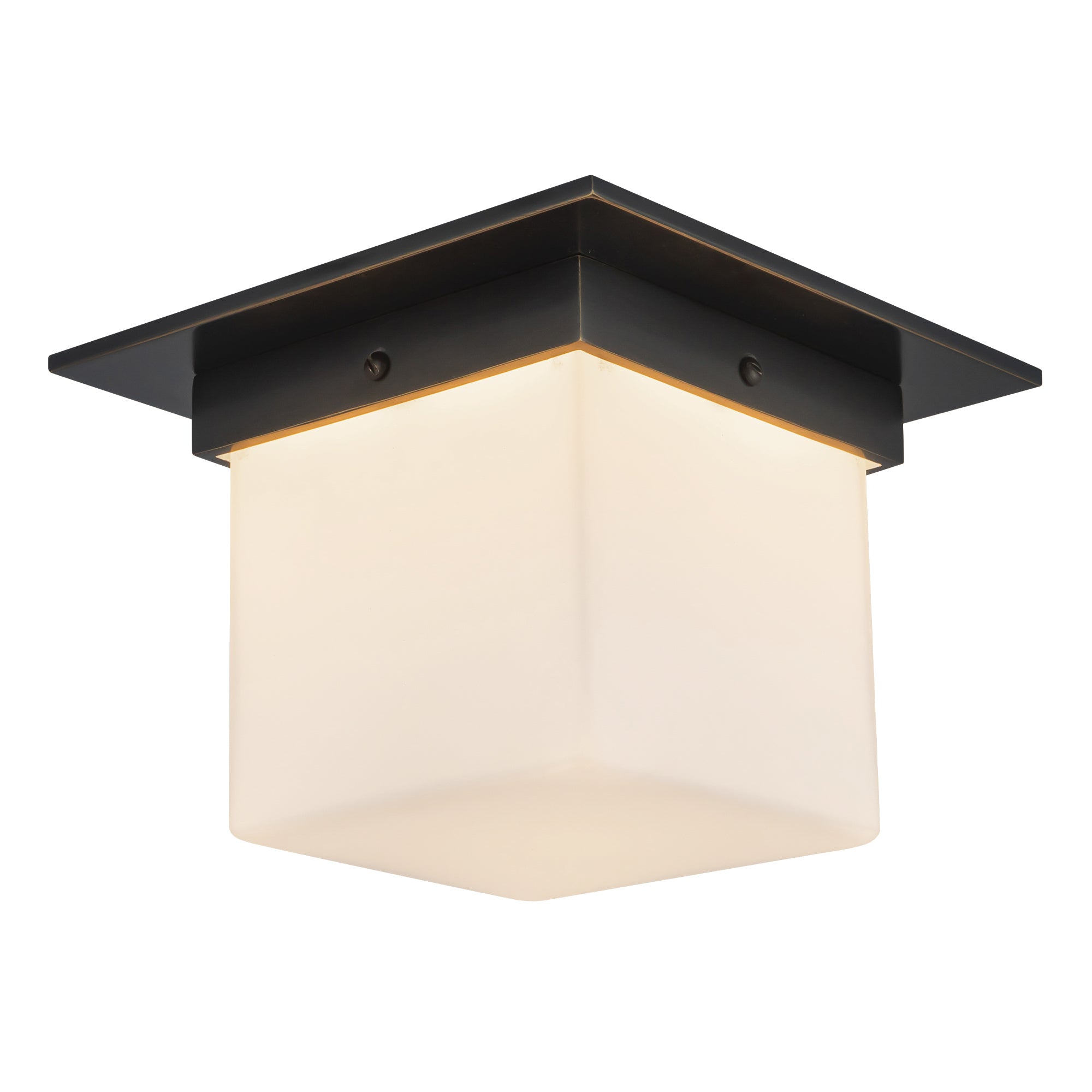 Mineral 8-in Brass Square Flush Mount
