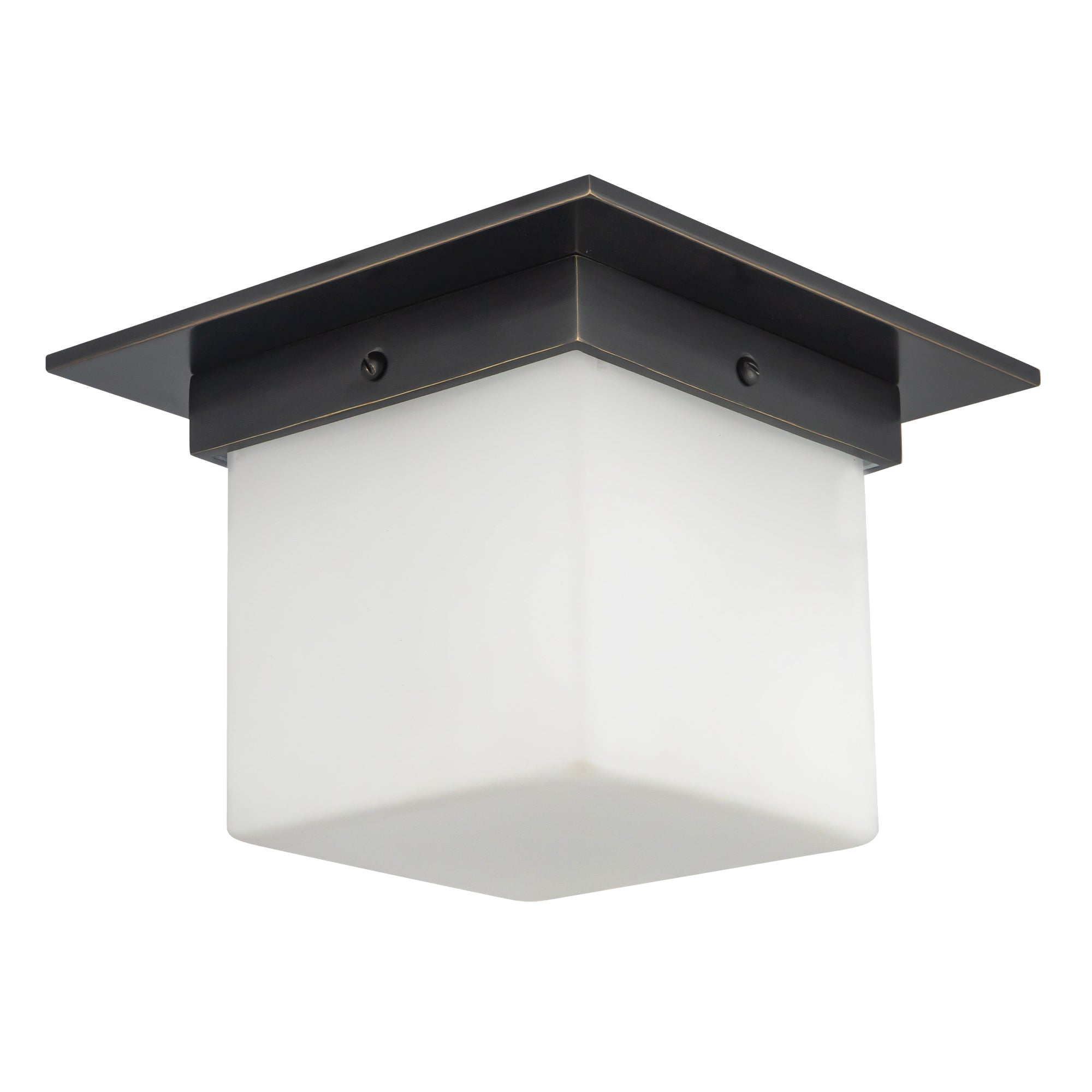 Mineral 8-in Brass Square Flush Mount