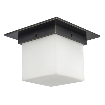 Mineral 8-in Brass Square Flush Mount