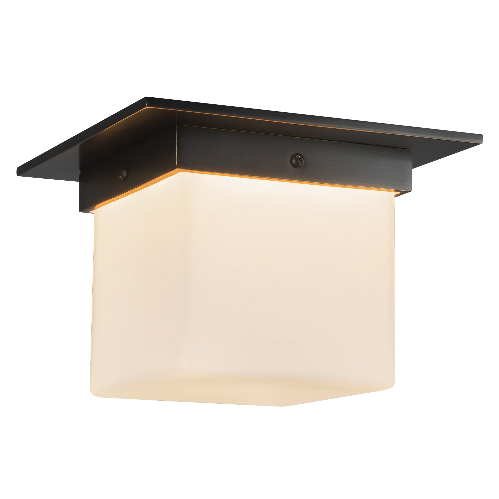 Mineral 8-in Brass Square Flush Mount