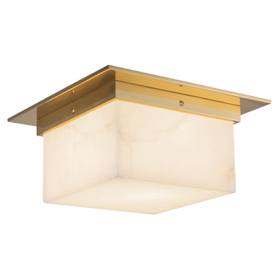 Mineral 11-in Brass Alabaster Flush Mount