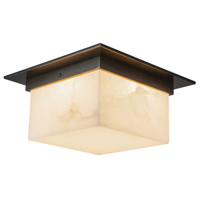 Mineral 11-in Brass Alabaster Flush Mount