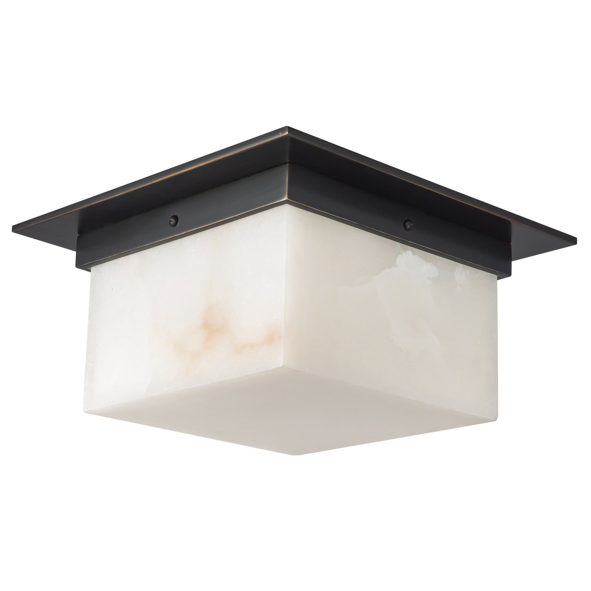 Mineral 11-in Brass Alabaster Flush Mount