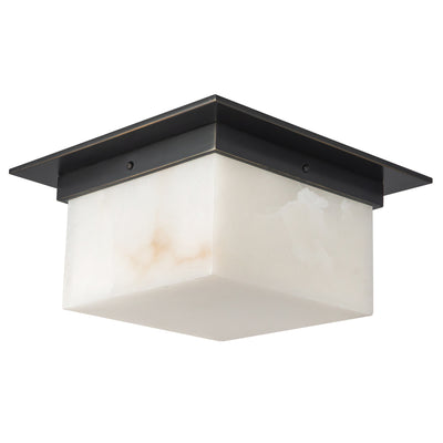 Mineral 11-in Brass Alabaster Flush Mount