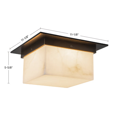 Mineral 11-in Brass Alabaster Flush Mount