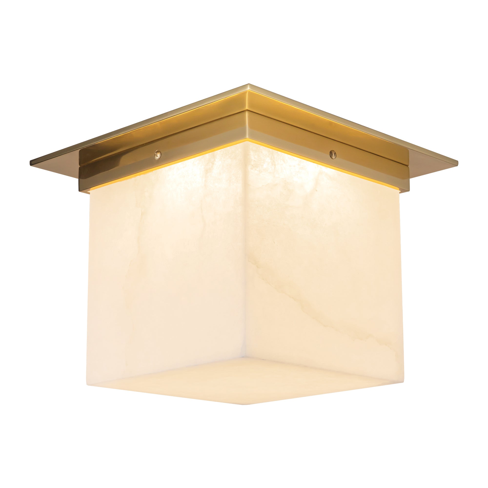 Mineral 11-in Brass Square Flush Mount