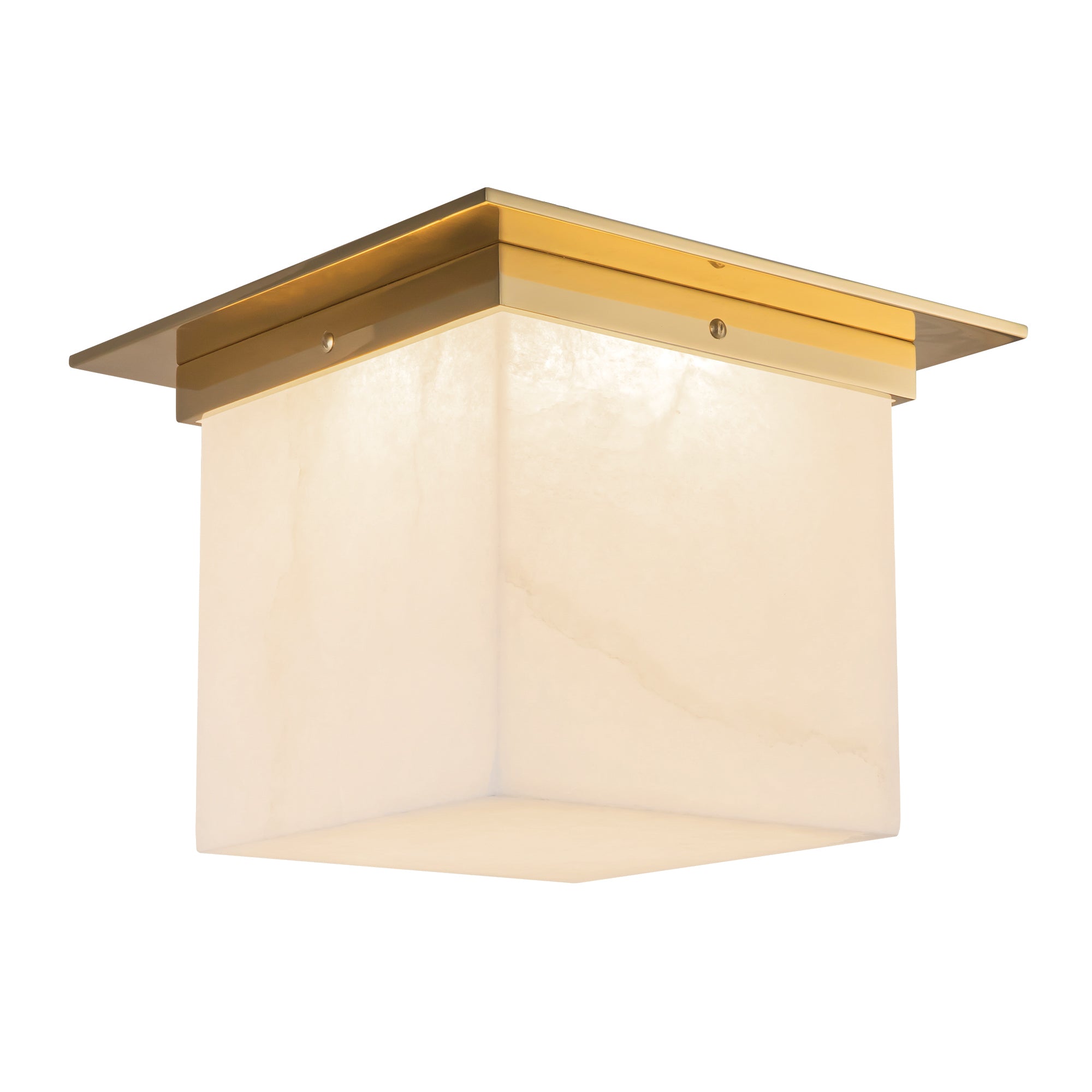Mineral 11-in Brass Square Flush Mount