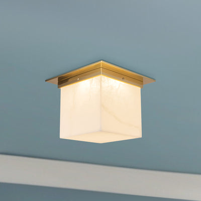 Mineral 11-in Brass Square Flush Mount