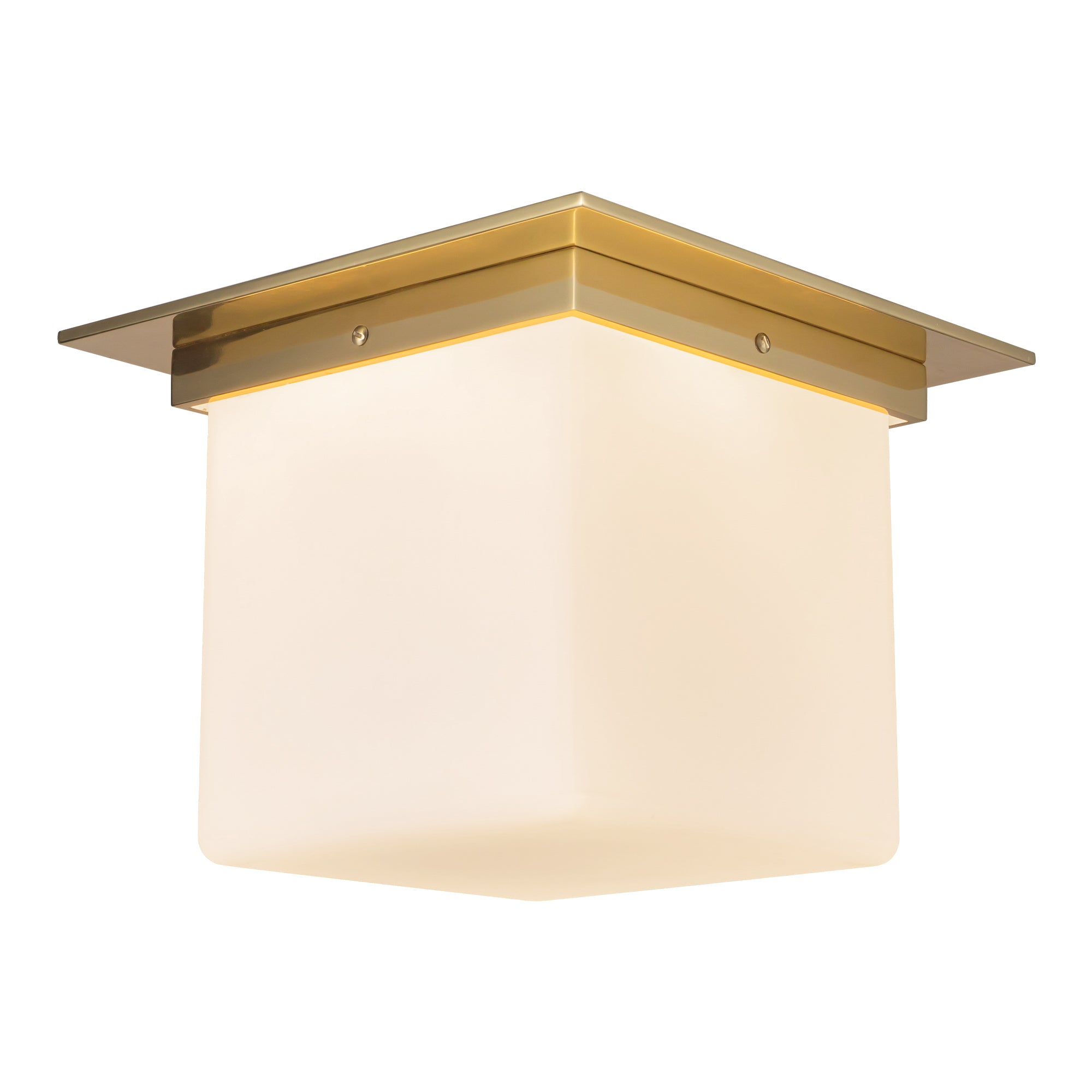 Mineral 11-in Brass Square Flush Mount