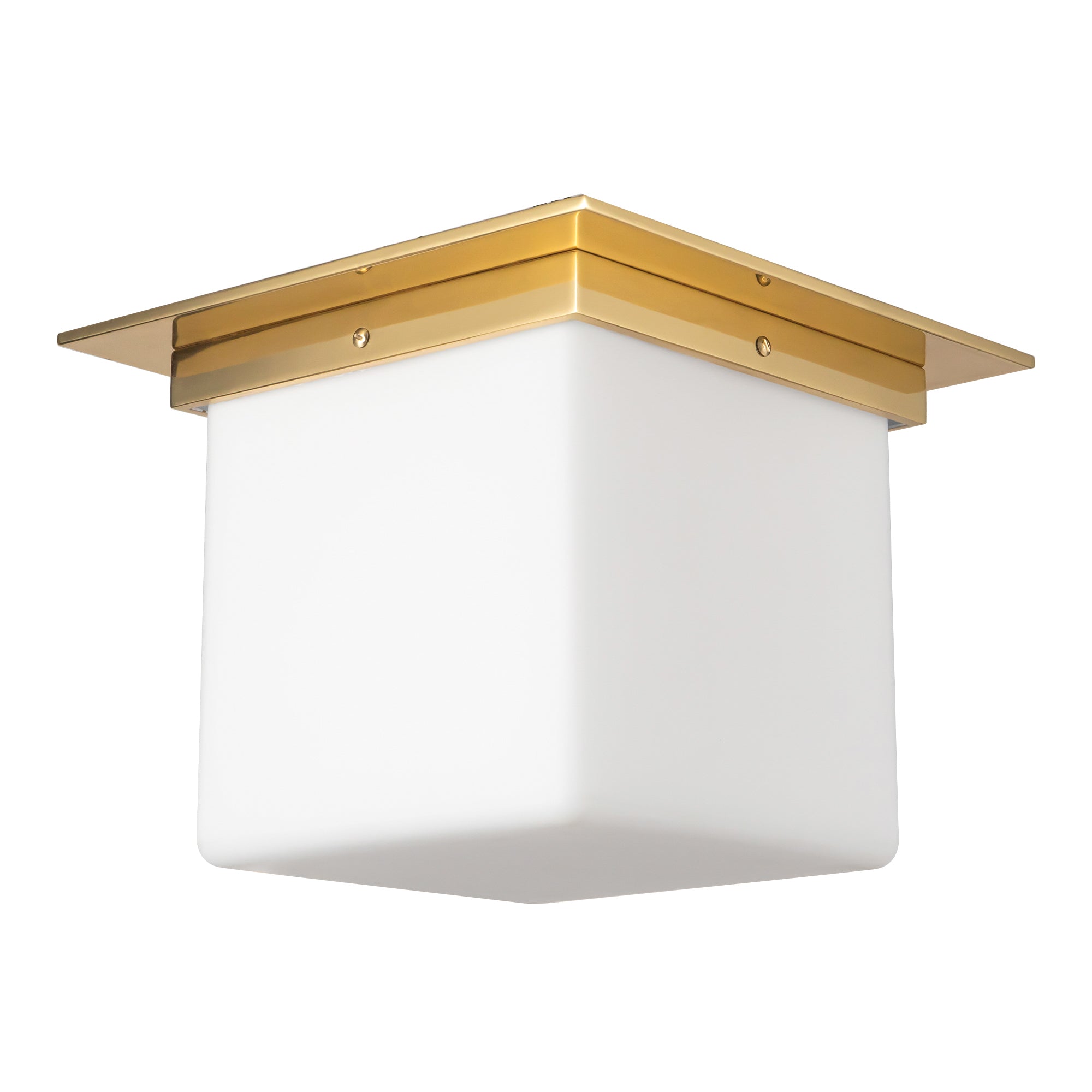 Mineral 11-in Brass Square Flush Mount