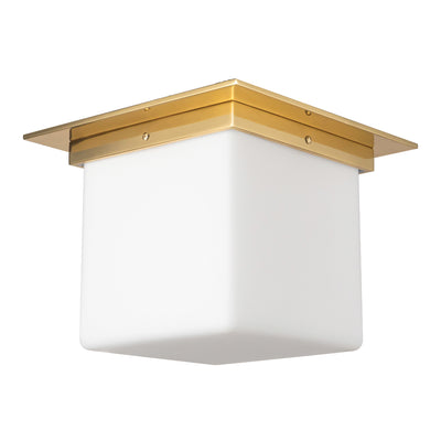 Mineral 11-in Brass Square Flush Mount