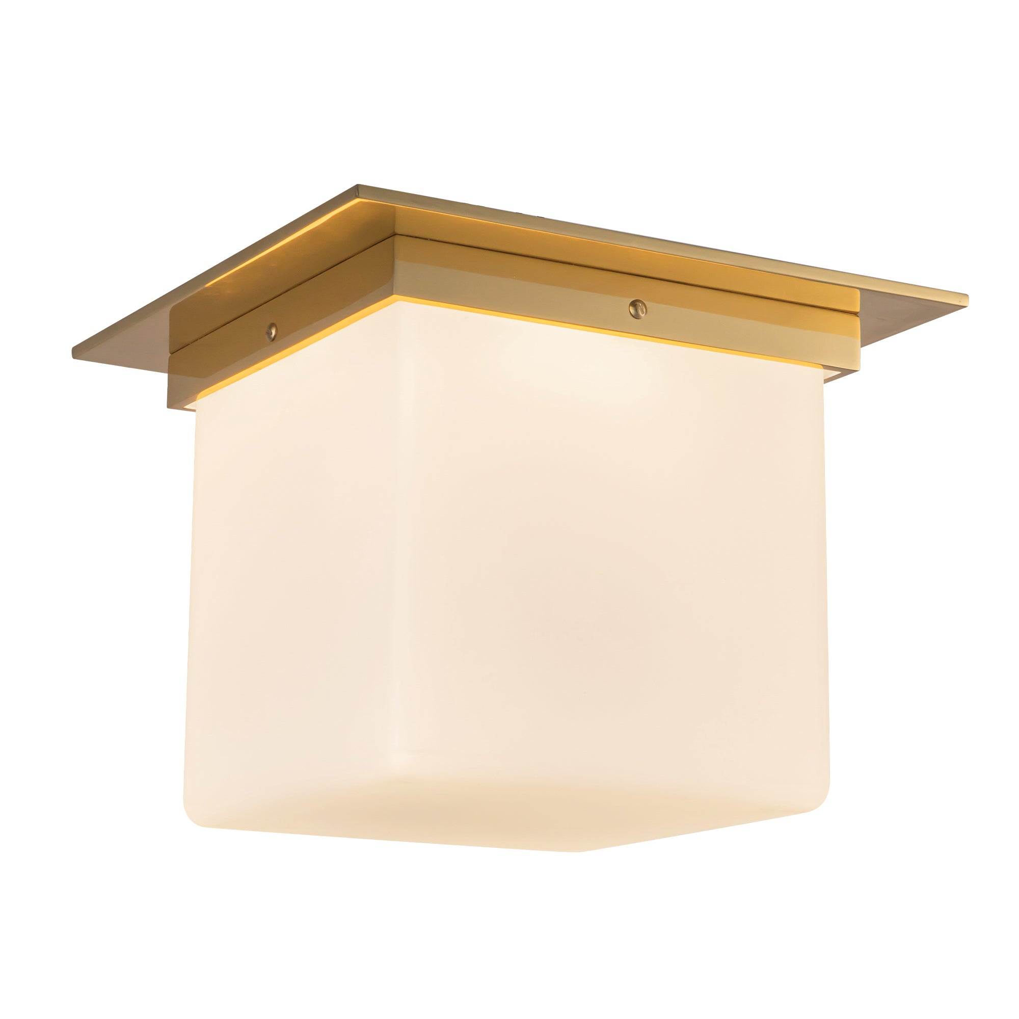 Mineral 11-in Brass Square Flush Mount