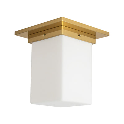 Mineral 8-in Brass Alabaster Flush Mount