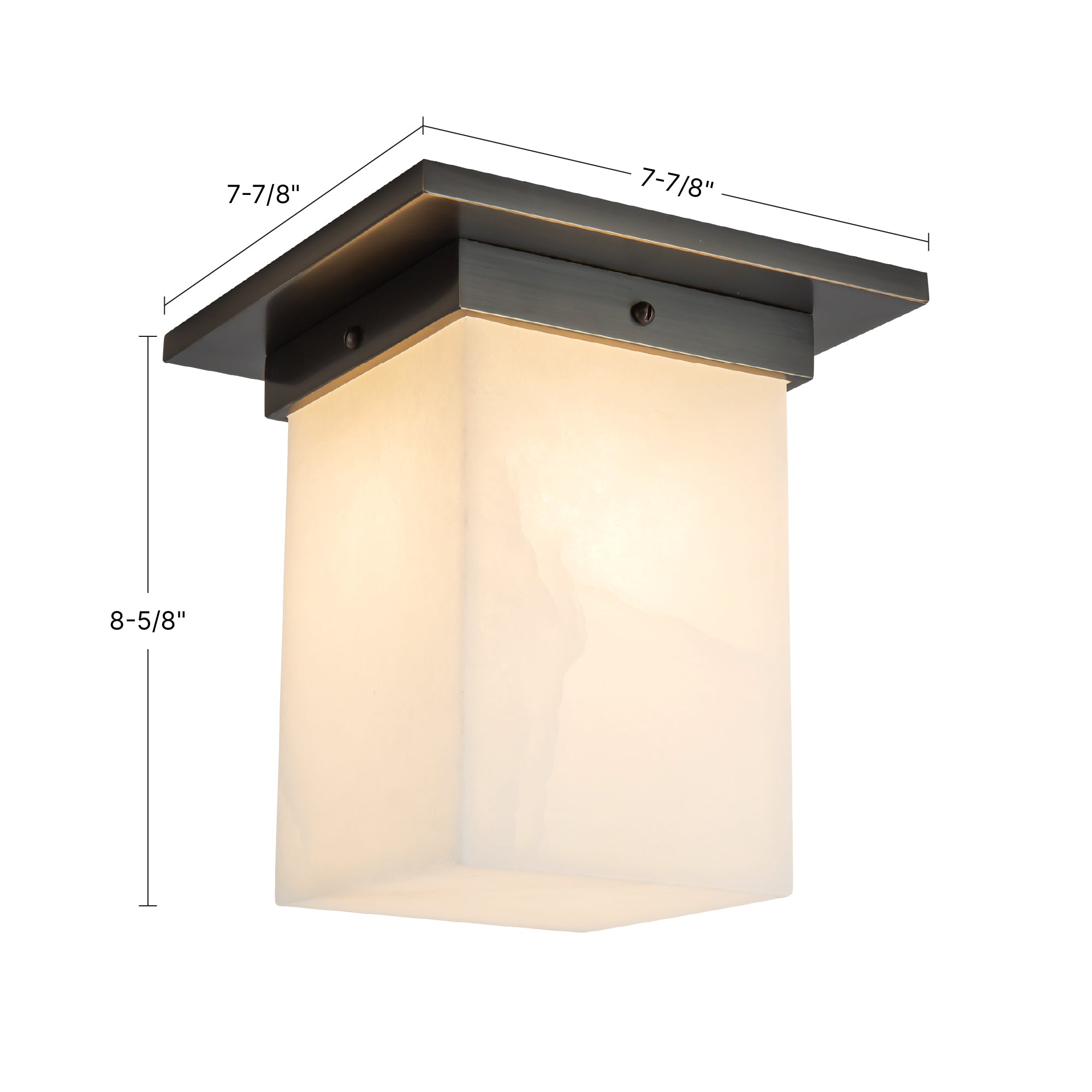 Mineral 8-in Brass Alabaster Flush Mount