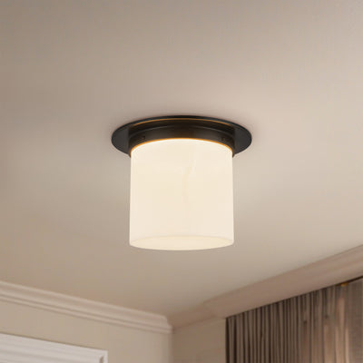Mineral 11-in Brass Cylinder Flush Mount