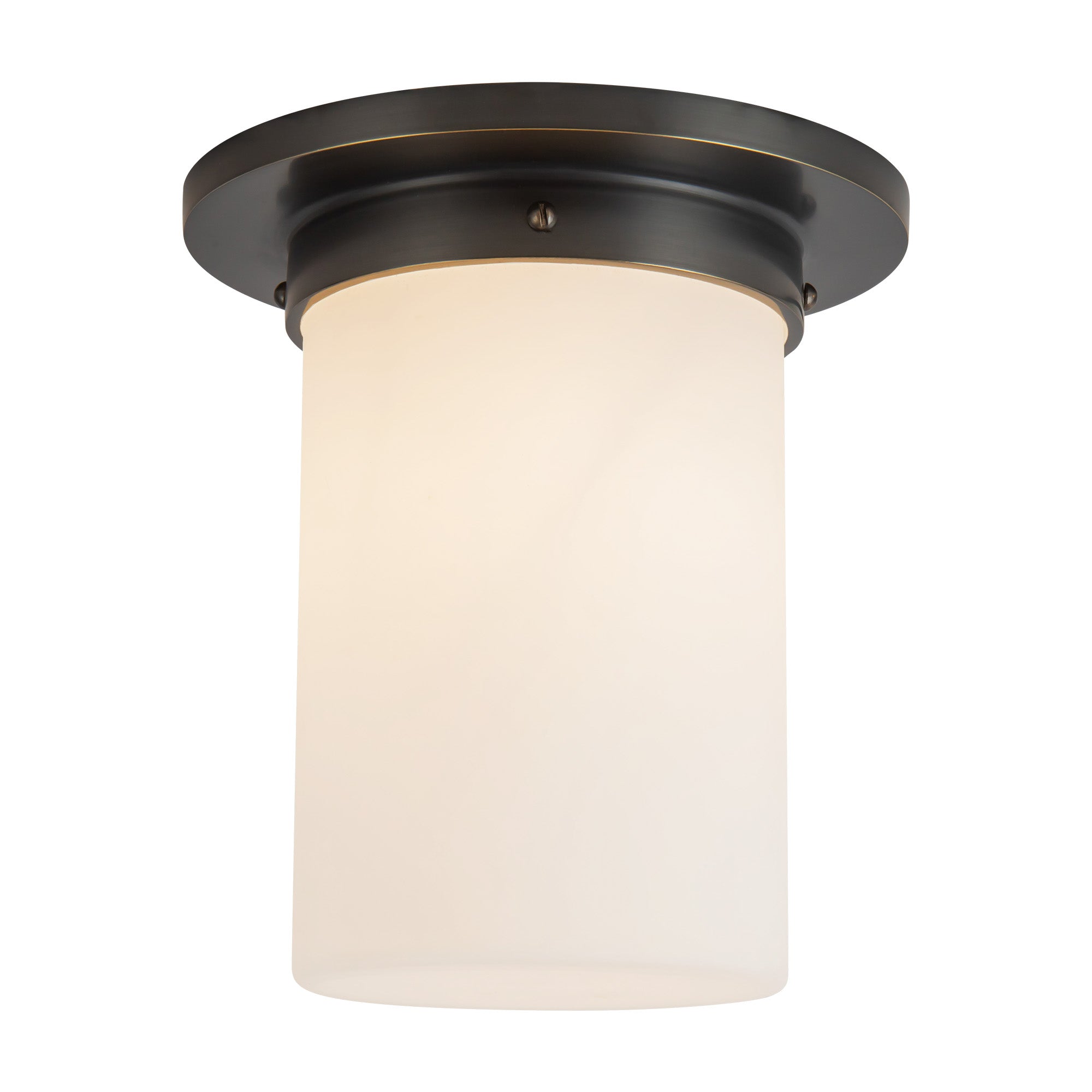 Mineral 8-in Brass Cylinder Flush Mount