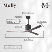 56-Inch Molly 3-Blade Ceiling Fan Without Light kit