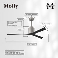 56-Inch Molly 3-Blade Ceiling Fan Without Light kit