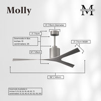56-Inch Molly 3-Blade Ceiling Fan Without Light kit