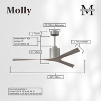 56-Inch Molly 3-Blade Ceiling Fan Without Light kit