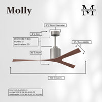 56-Inch Molly 3-Blade Ceiling Fan Without Light kit