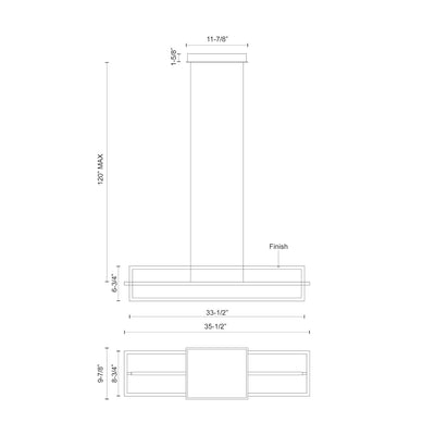 Mondrian 36-in Compact Acrylic Linear LED Pendant