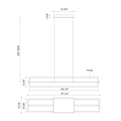 Mondrian 48-in Wide Acrylic Linear LED Pendant