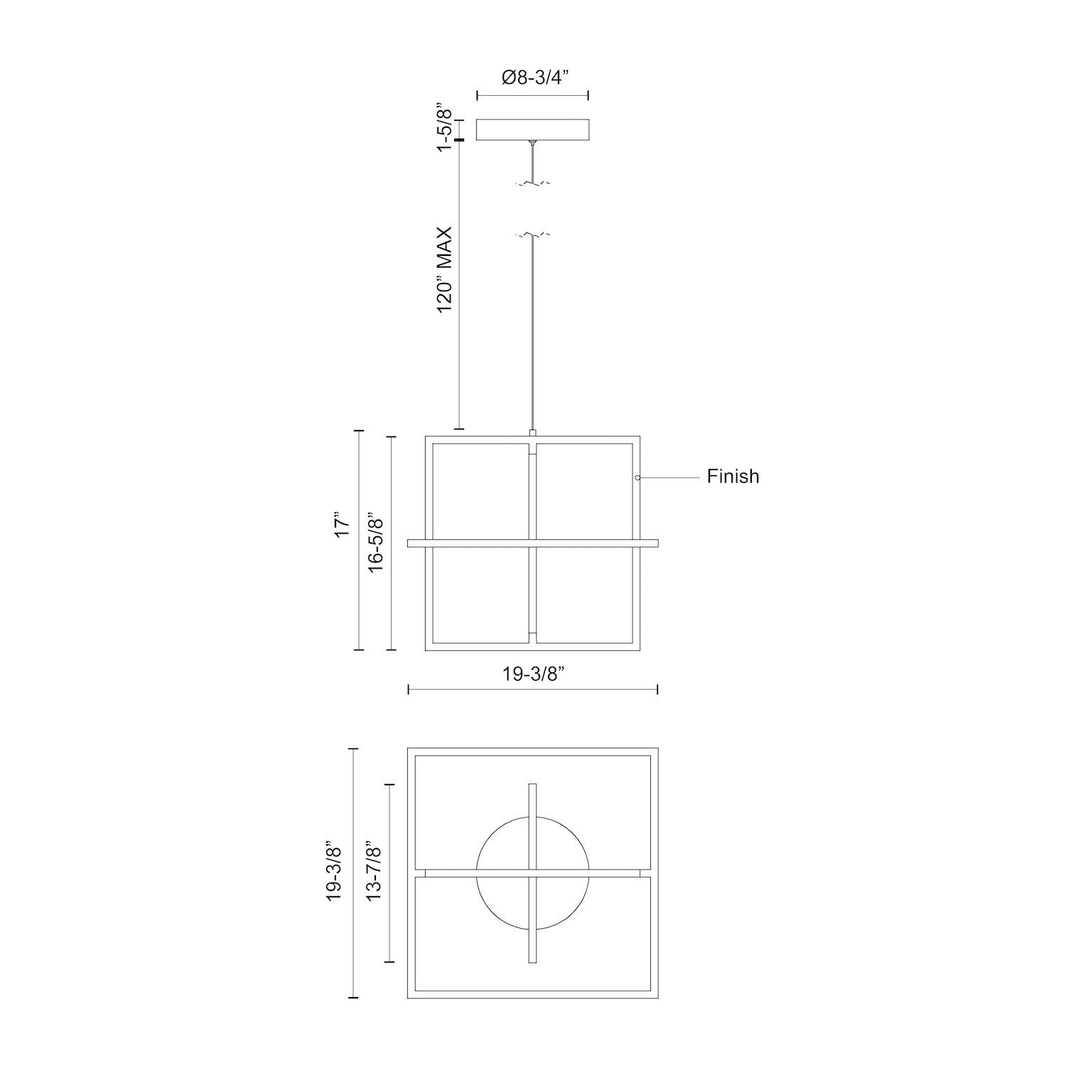 Mondrian 20-in Aluminum Pendant