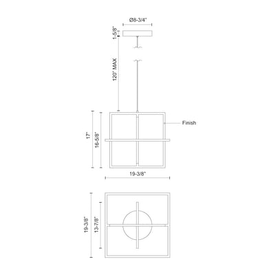 Mondrian 20-in Aluminum Pendant