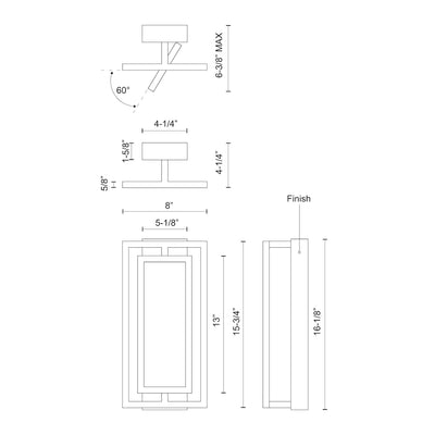 Mondrian 15-in Aluminum Semi-Flush Mount