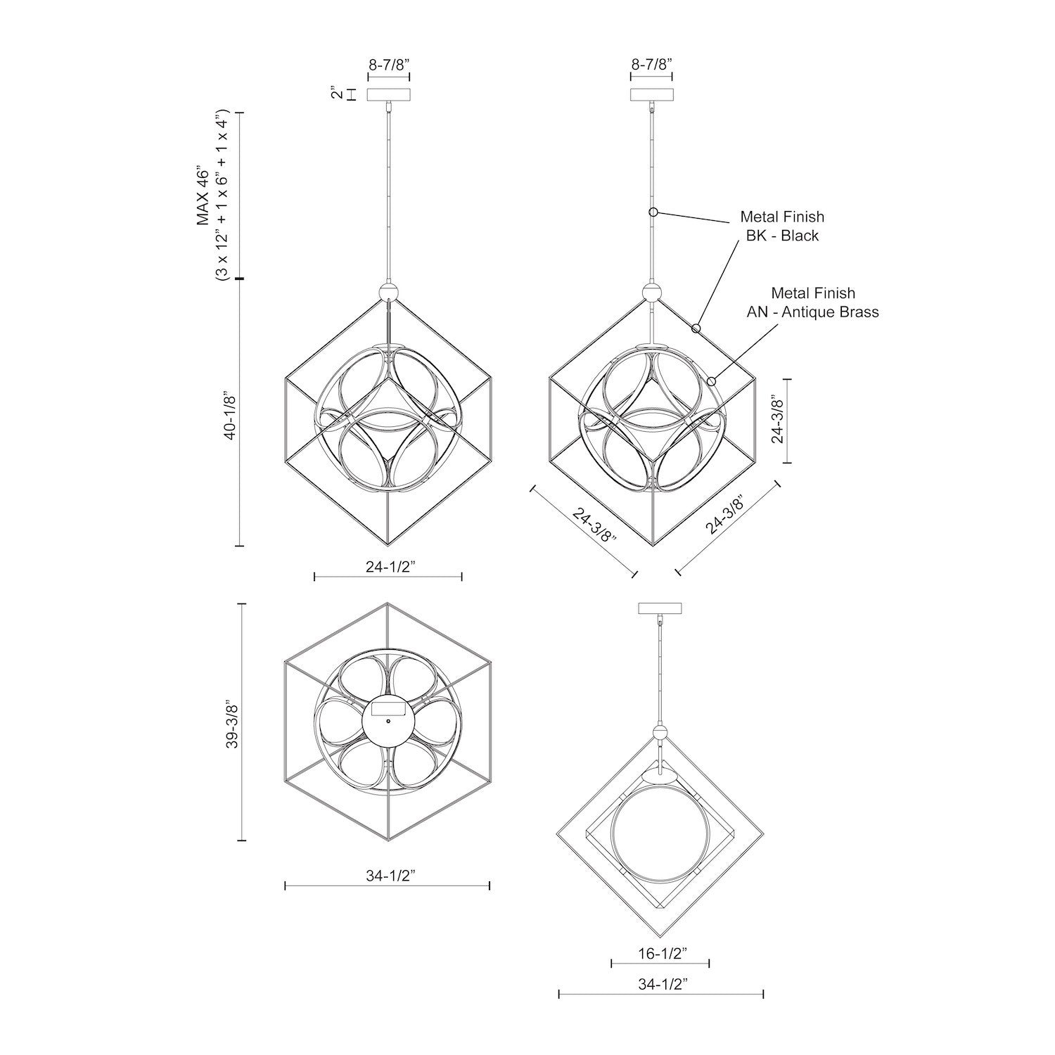 Monza 34-in Aluminum Chandelier