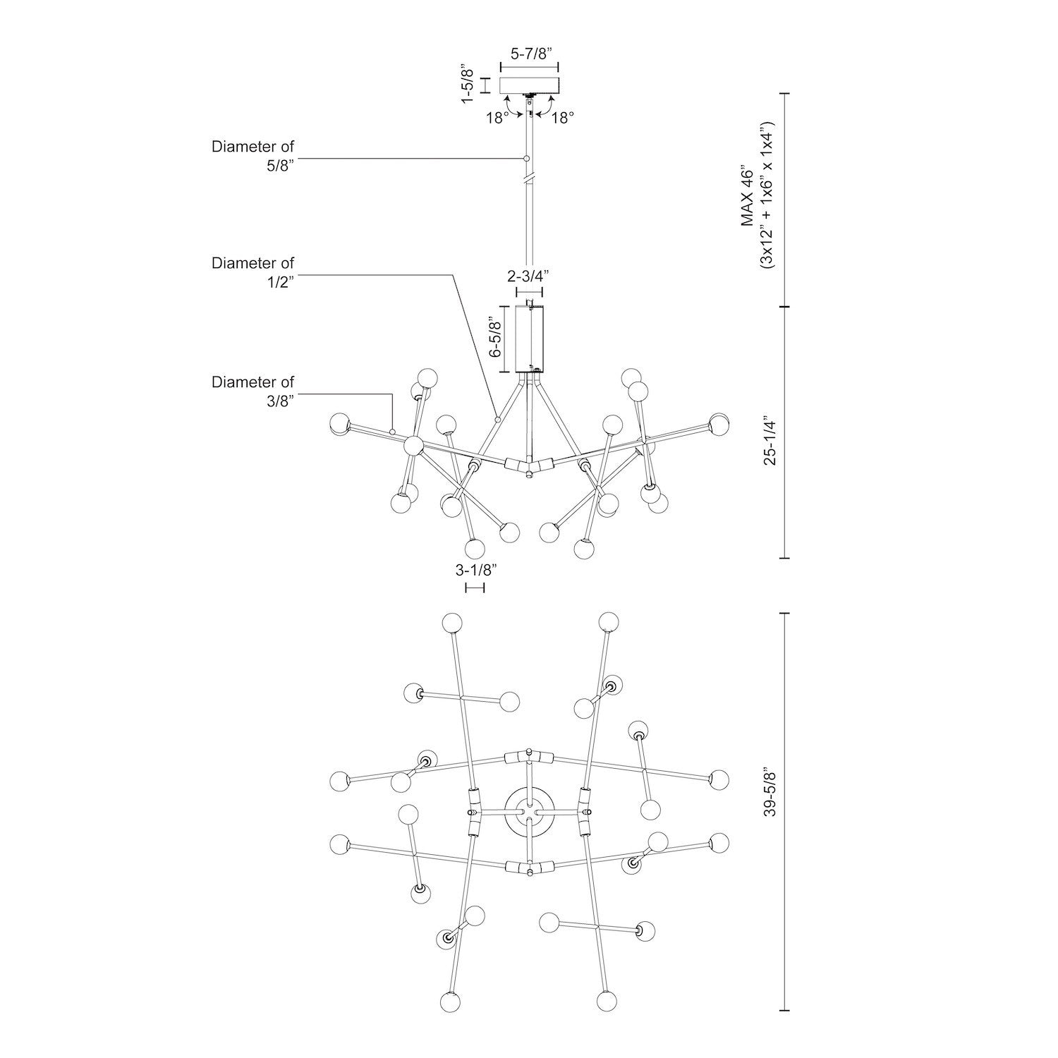 Moto 39-in Aluminum Chandelier