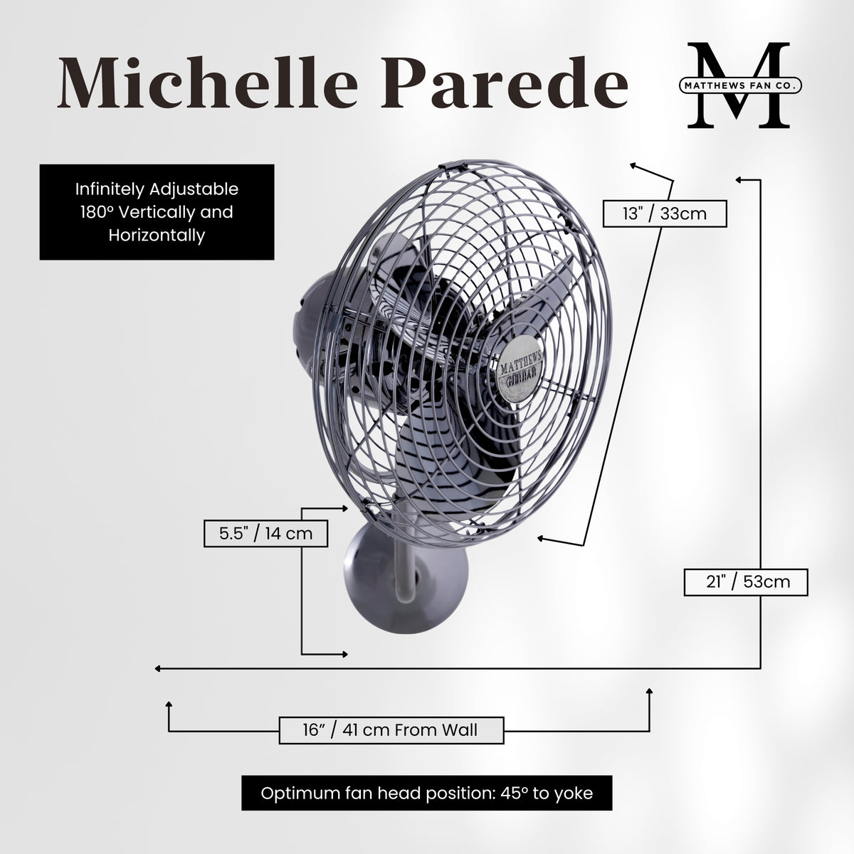 13-Inch Michelle Parede Directional Wall Fan