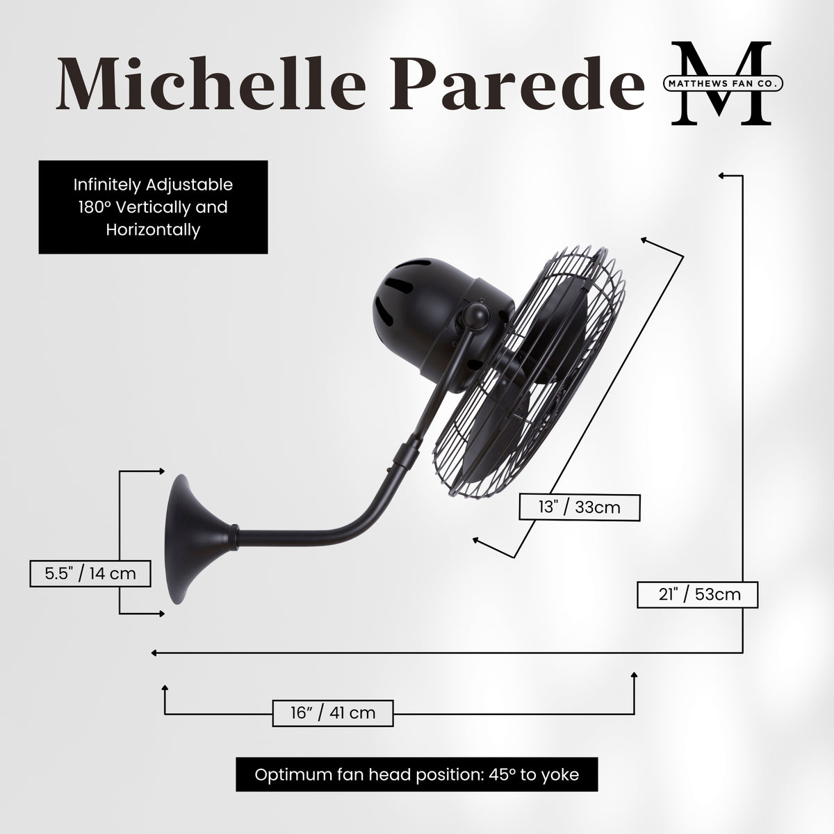 13-Inch Michelle Parede Directional Wall Fan