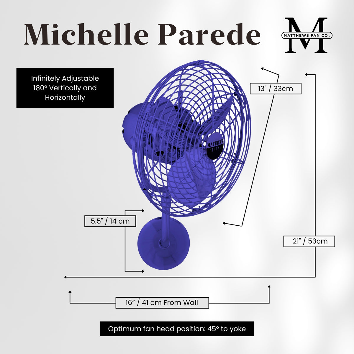 13-Inch Michelle Parede Directional Wall Fan