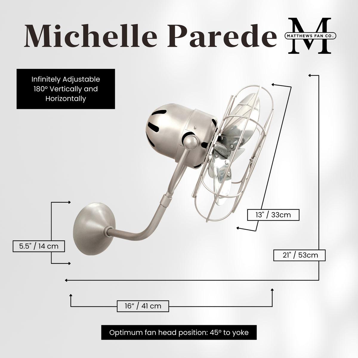 13-Inch Michelle Parede Directional Wall Fan