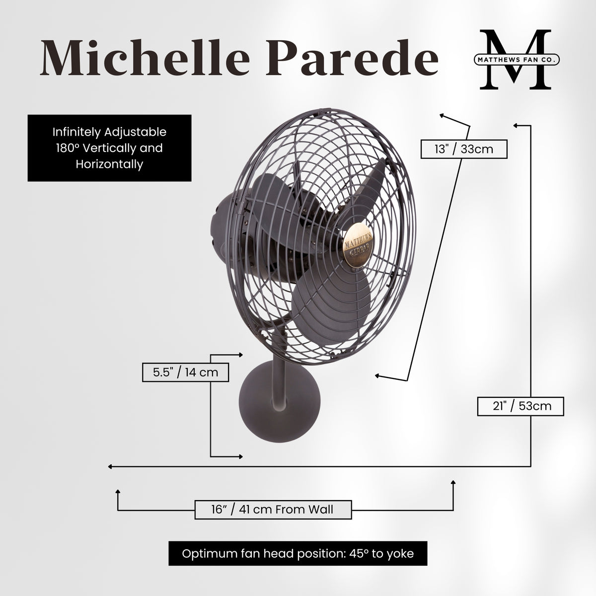 13-Inch Michelle Parede Directional Wall Fan