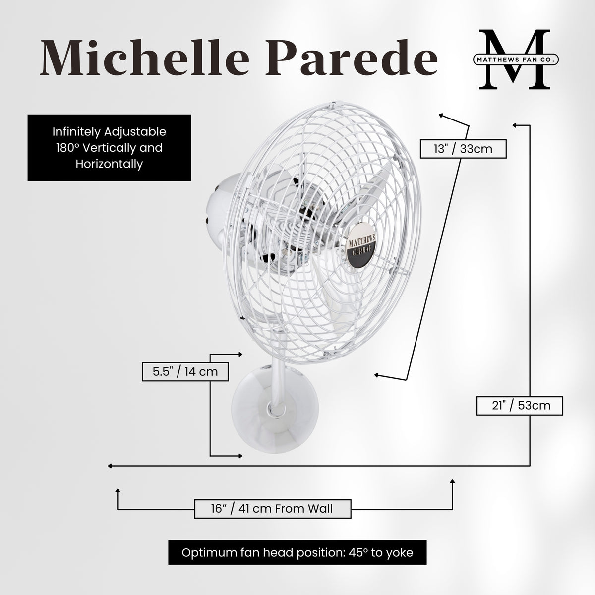 13-Inch Michelle Parede Directional Wall Fan