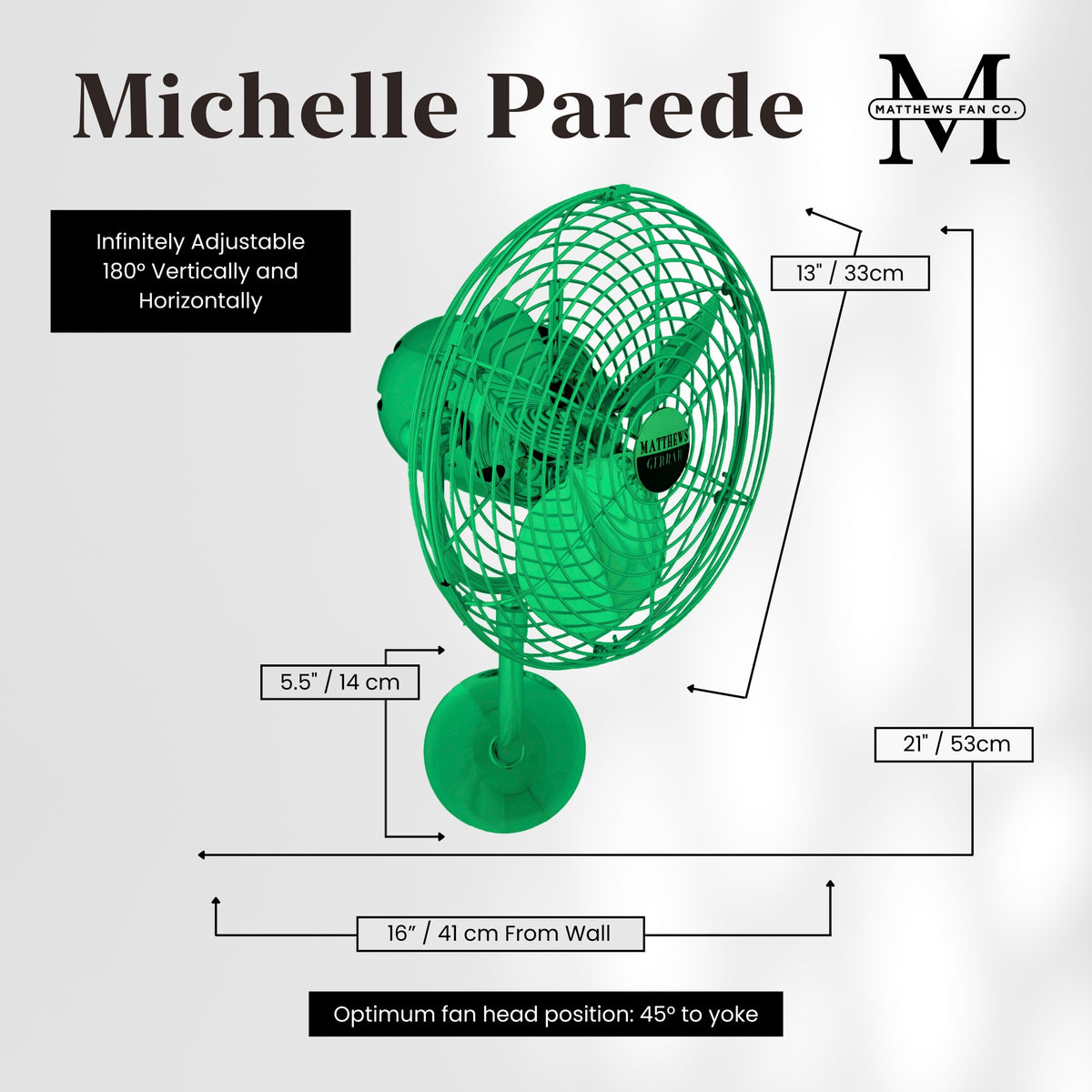 13-Inch Michelle Parede Directional Wall Fan