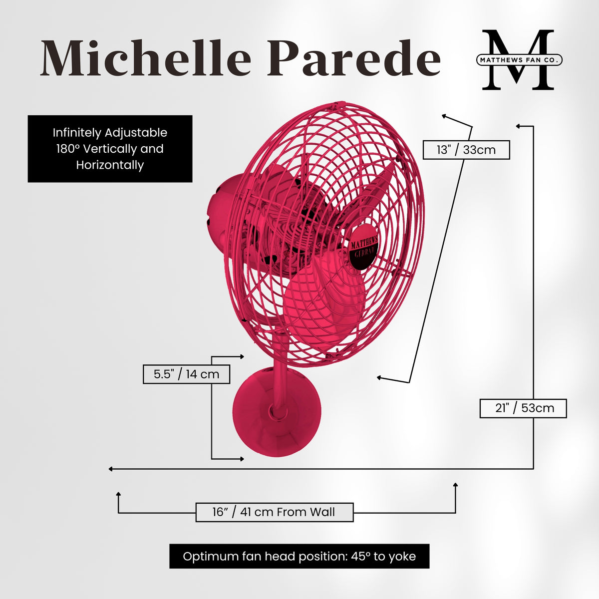 13-Inch Michelle Parede Directional Wall Fan