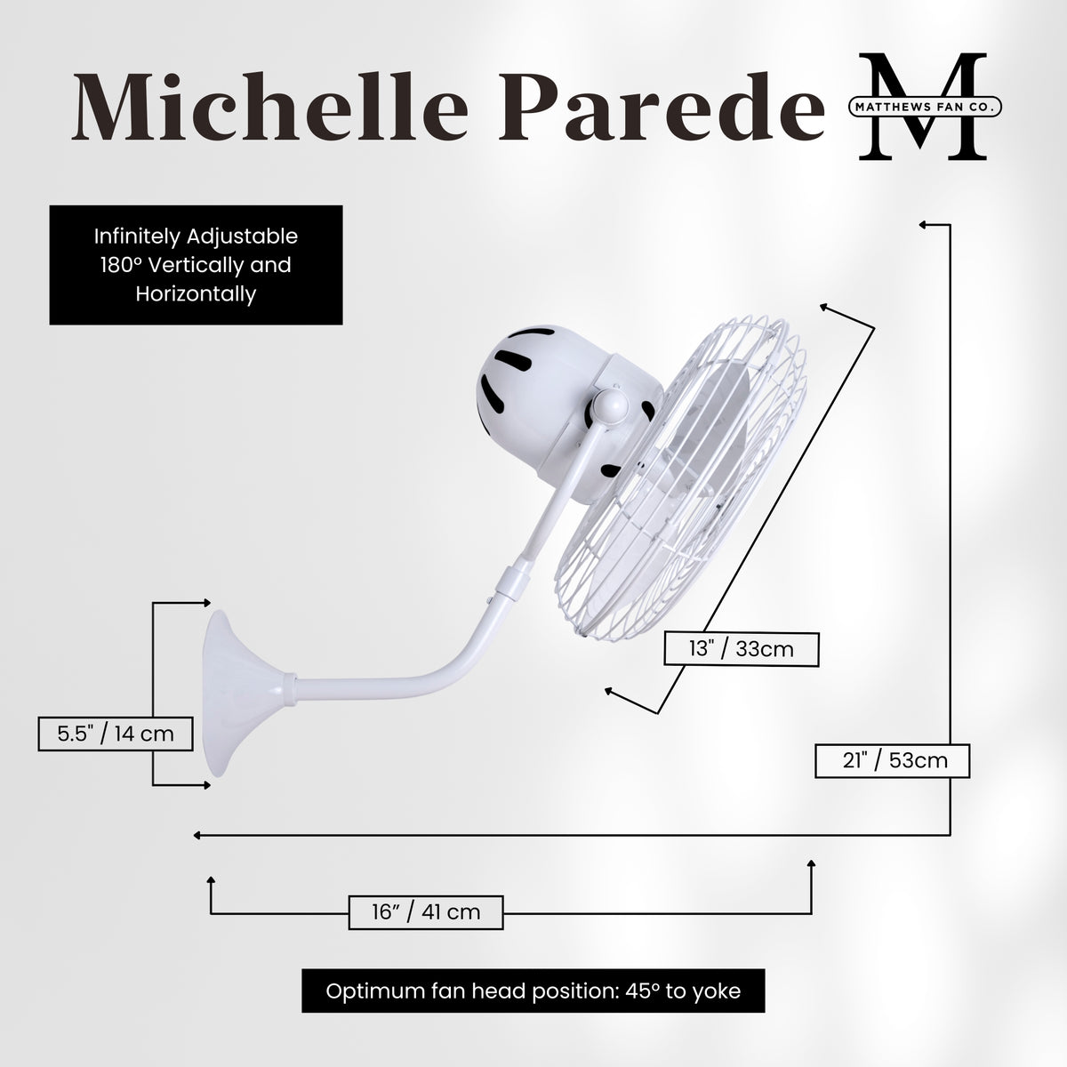 13-Inch Michelle Parede Directional Wall Fan