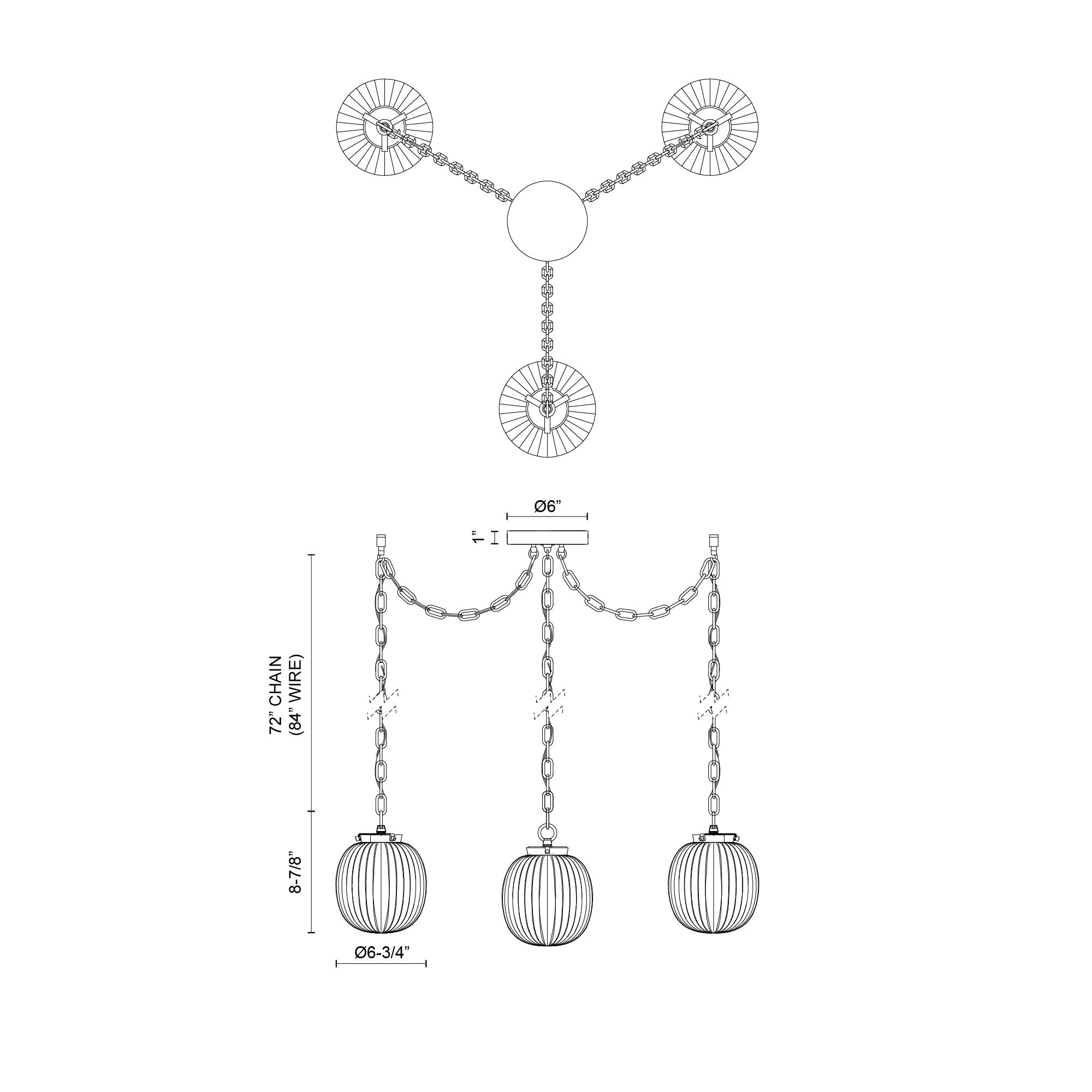 Cherise 7-in 3-Light Socket