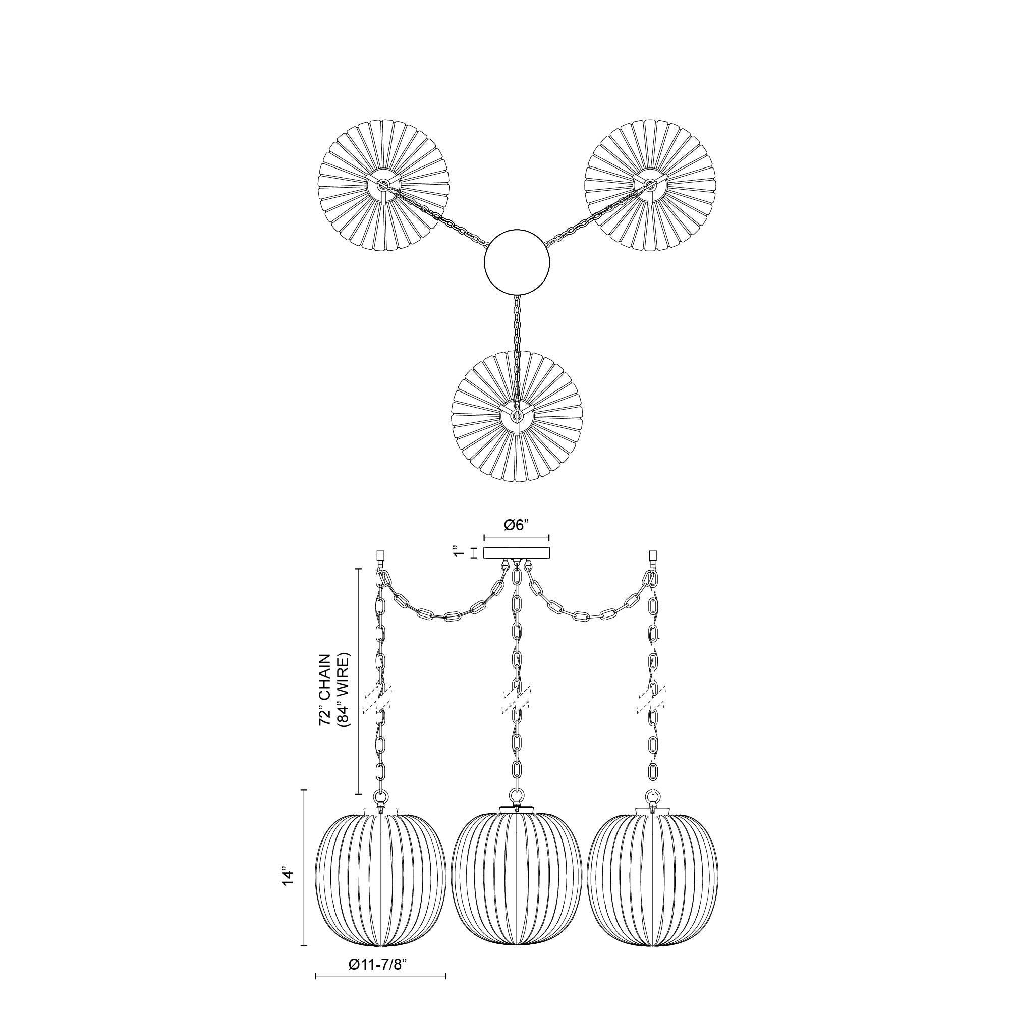 Cherise 12-in 3-Light Socket