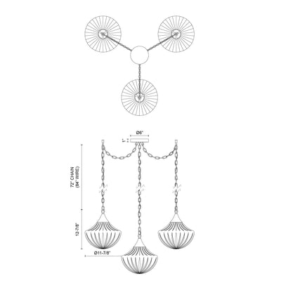 Farrah 3-Light Steel Multi Pendant