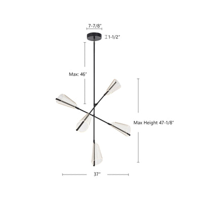 Mulberry 37-in Aluminum Chandelier