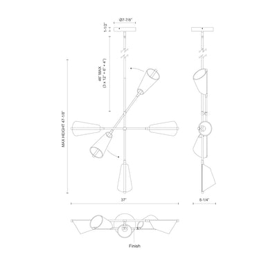Mulberry 37-in Aluminum Chandelier