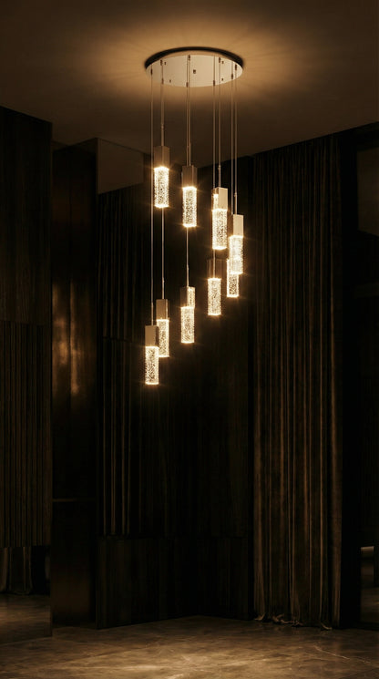 Sparkling Night LED Chandelier with 9 Spiral Lights