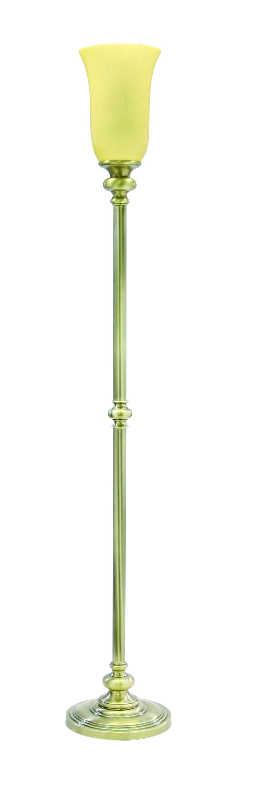 74.75-inch Newport Antique Brass Floor Lamp Amber Shade