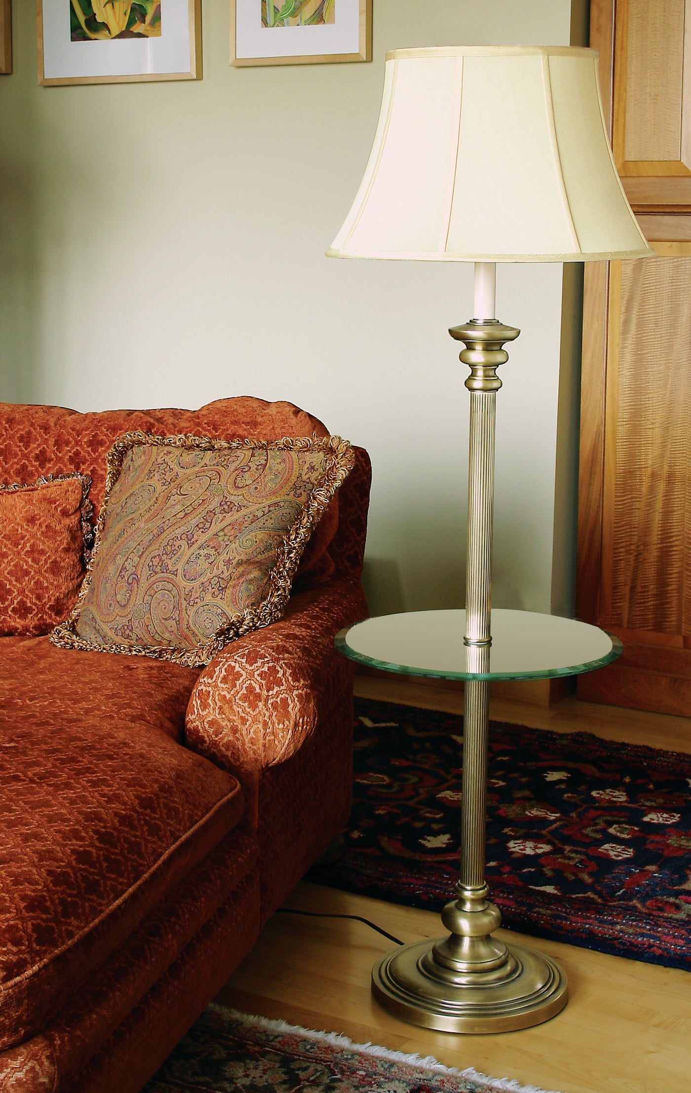 55.75-inch Newport Antique Brass Floor Lamp
