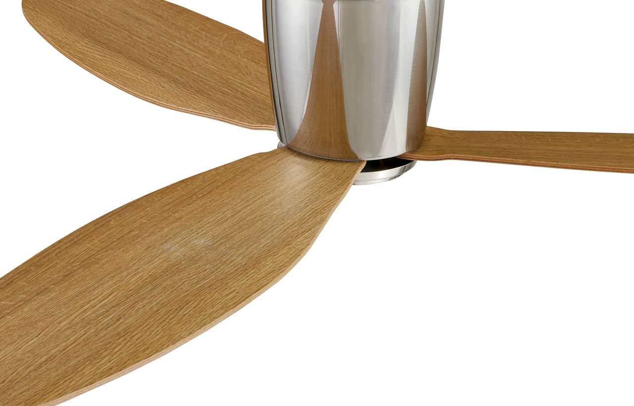 52 Inch DC Chrome Fan in Brushed Chrome with Teak Blades